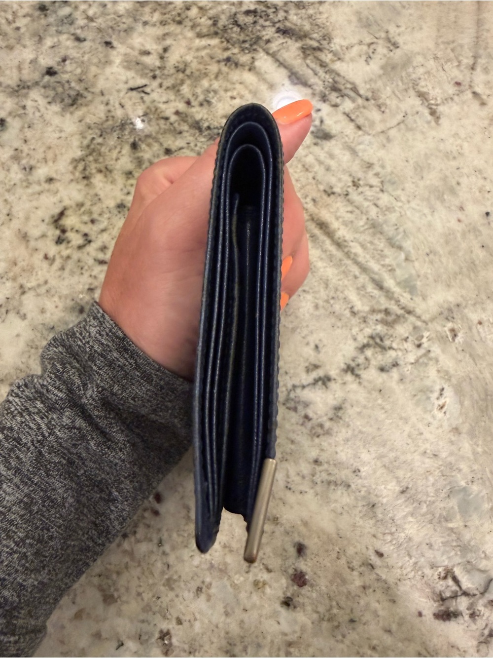 Yves Saint Laurent Navy Blue Leather Bifold Wallet with Gold Corners - Picture 5 of 11